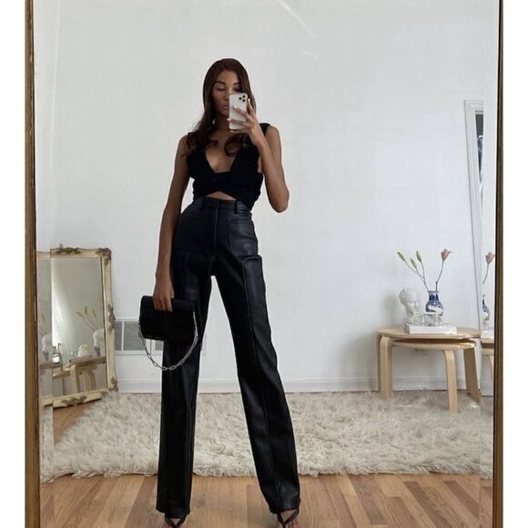 HOUSE OF CB Omaira Vegan Leather Trousers in Black Size X-Small (Longer) - Picture 15 of 16